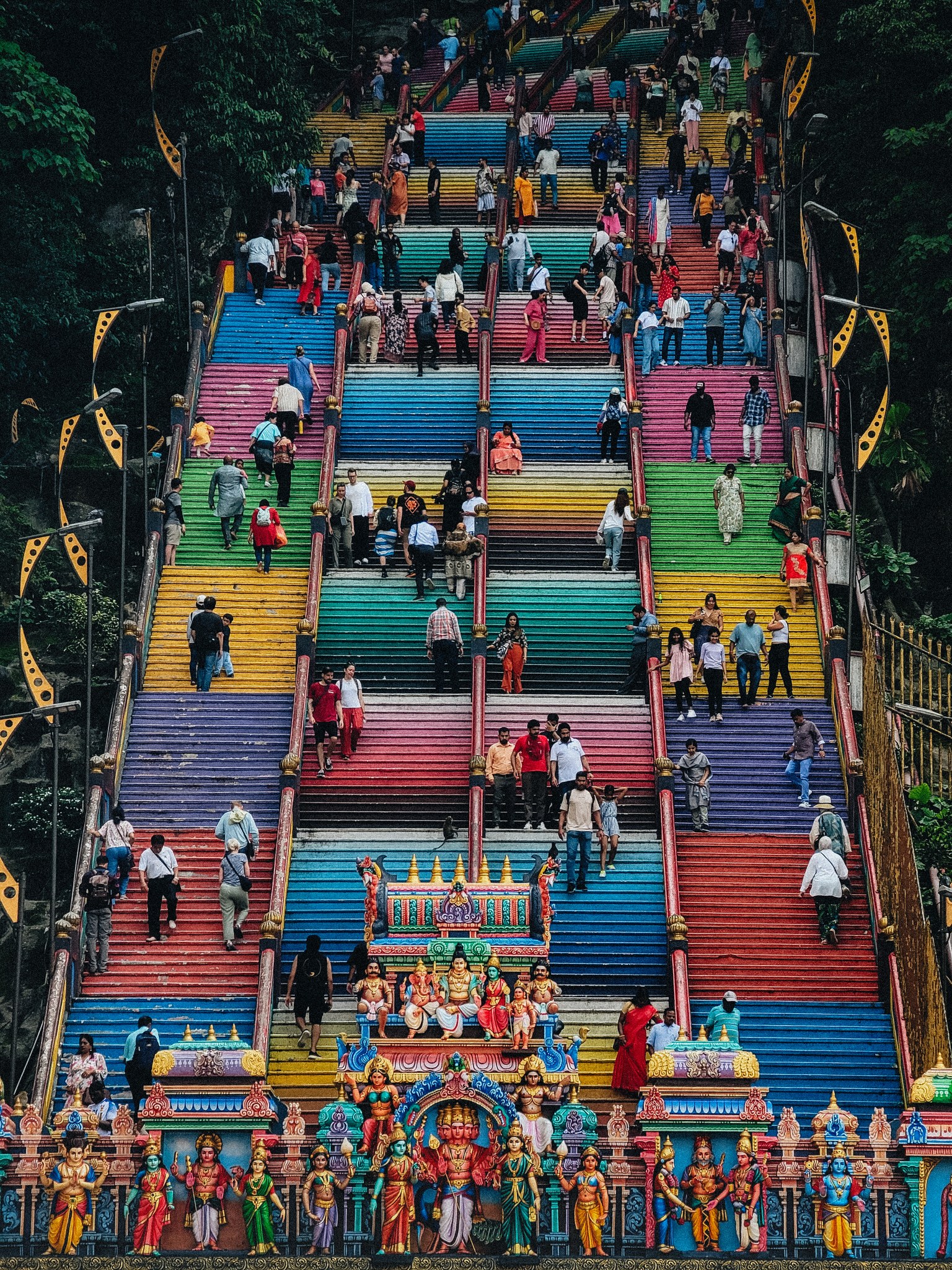 Batu Caves rainbow steps, Kuala Lumpur